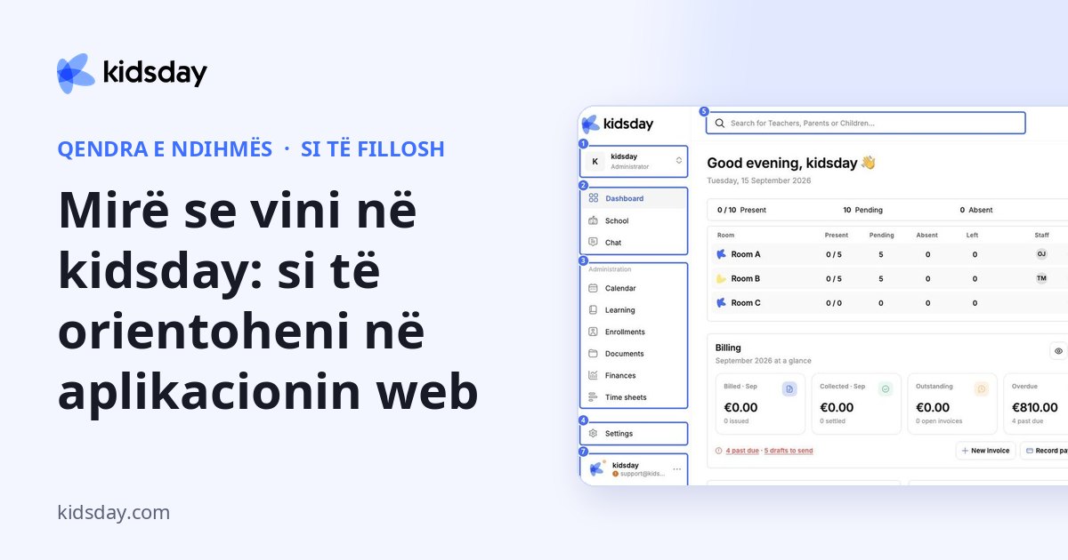Mirë se vini në kidsday: si të orientoheni në aplikacionin web