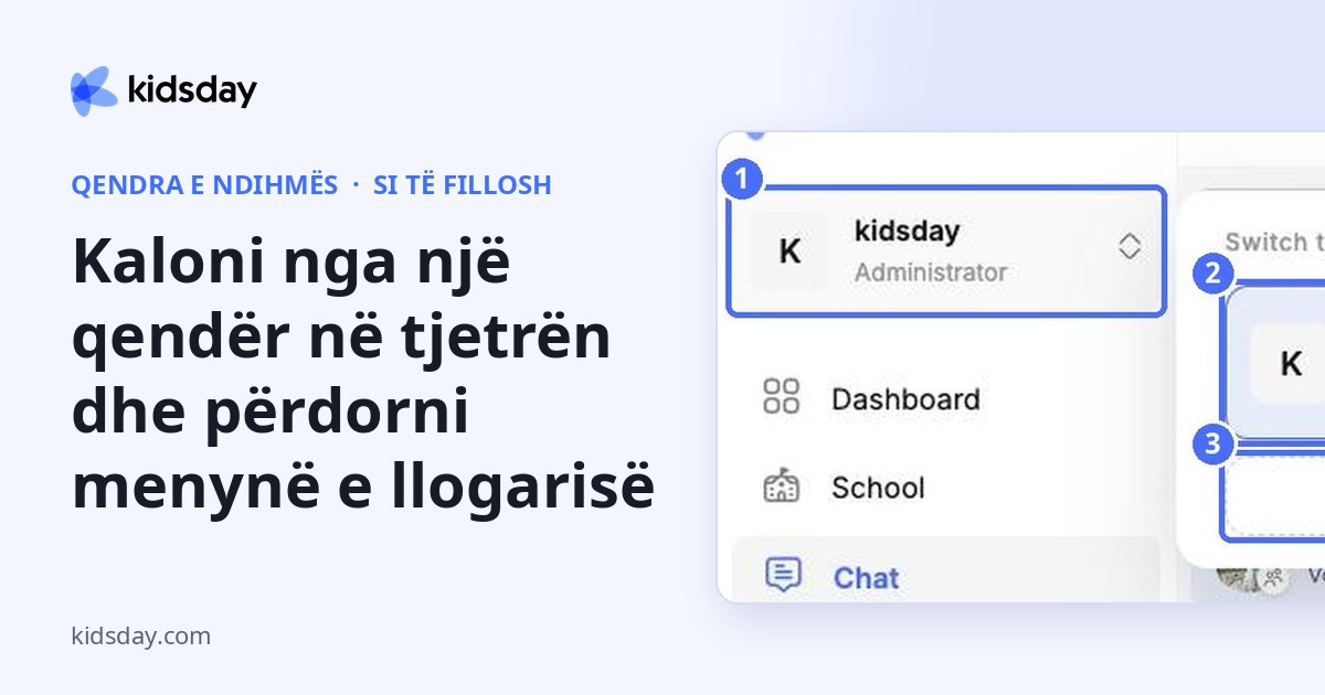 Kaloni nga një qendër në tjetrën dhe përdorni menynë e llogarisë