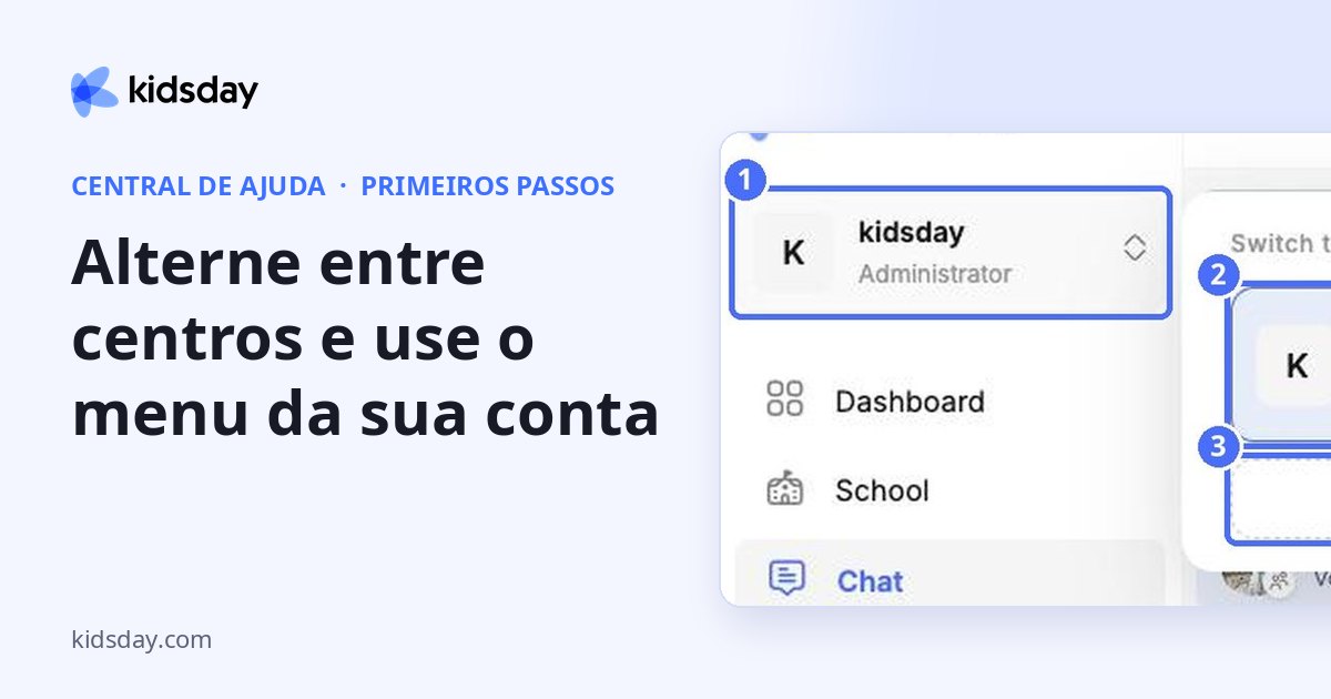 Alterne entre centros e use o menu da sua conta