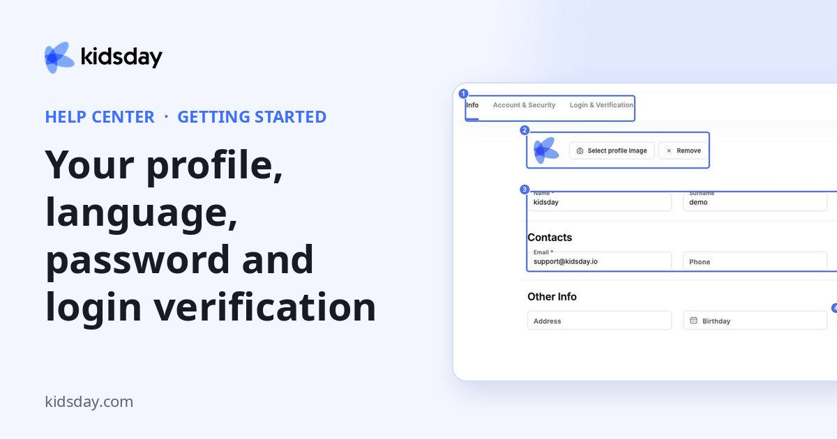 Your profile, language, password and login verification