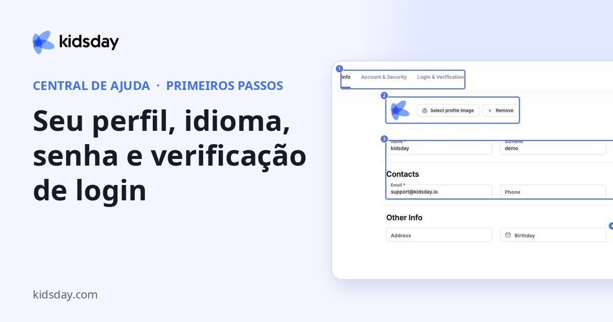Seu perfil, idioma, senha e verificação de login