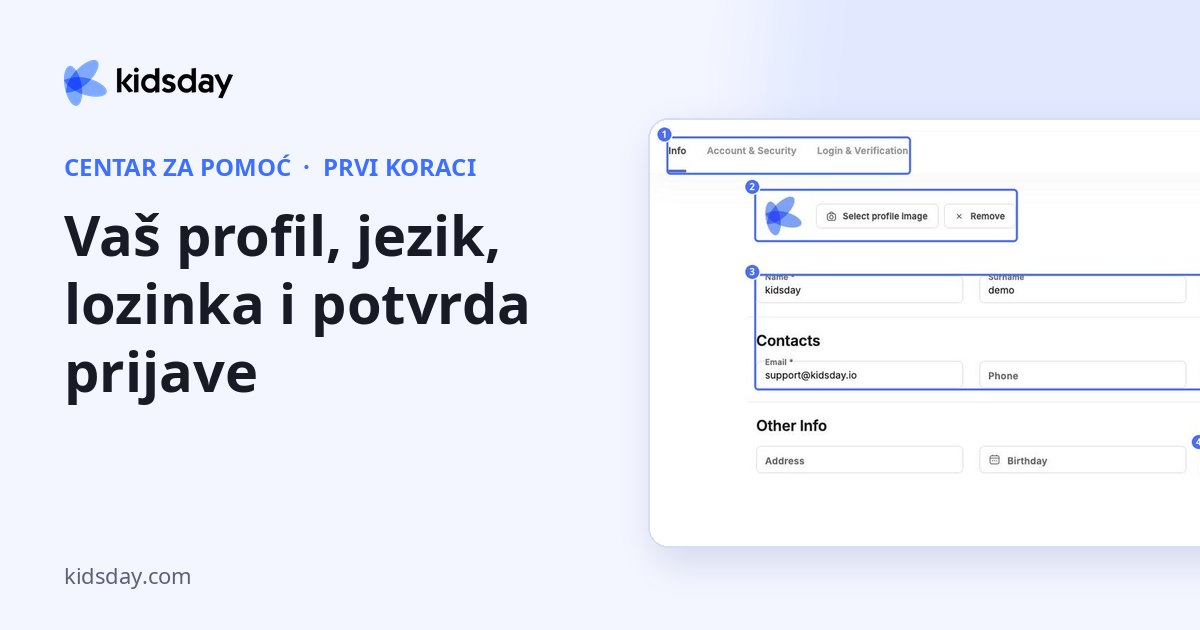 Vaš profil, jezik, lozinka i potvrda prijave