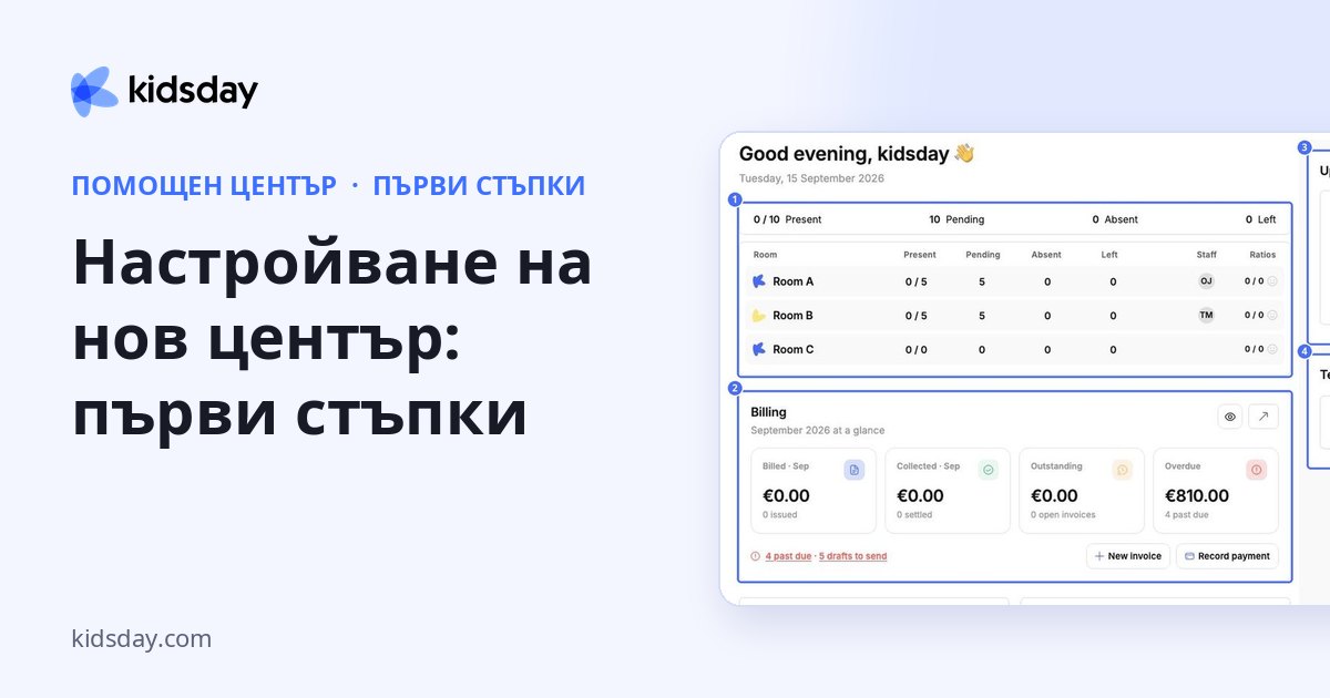 Настройване на нов център: първи стъпки