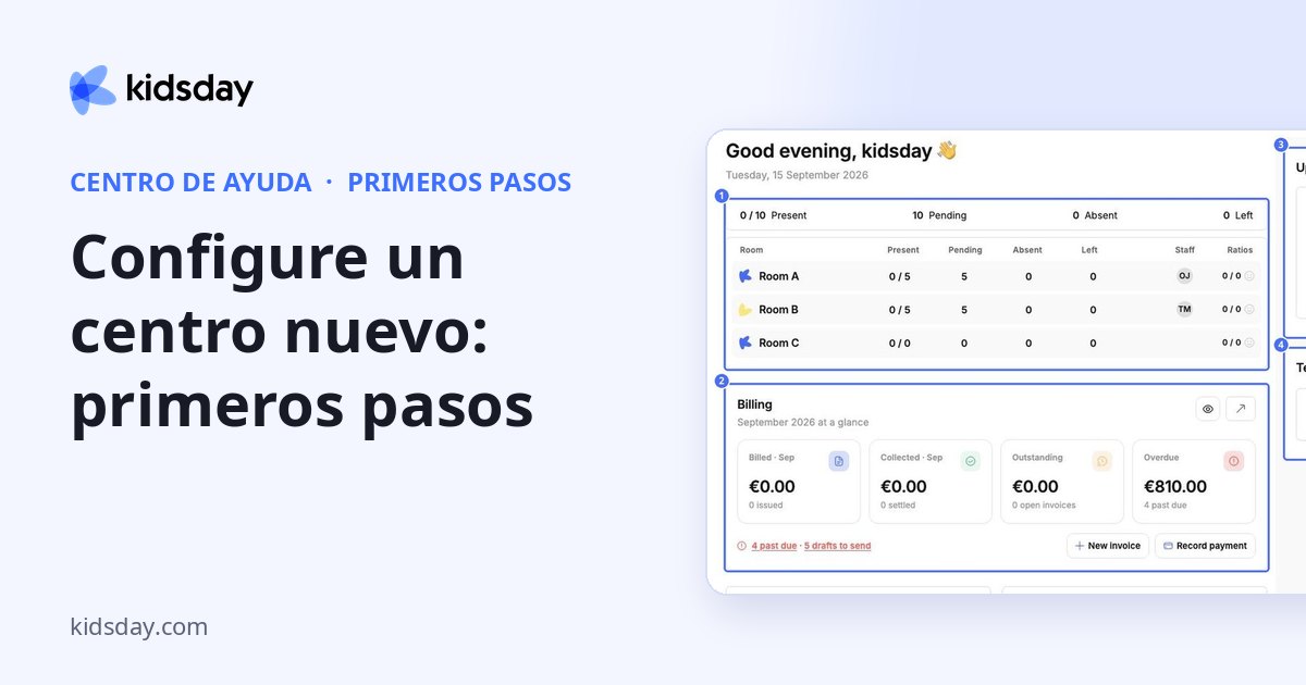 Configure un centro nuevo: primeros pasos