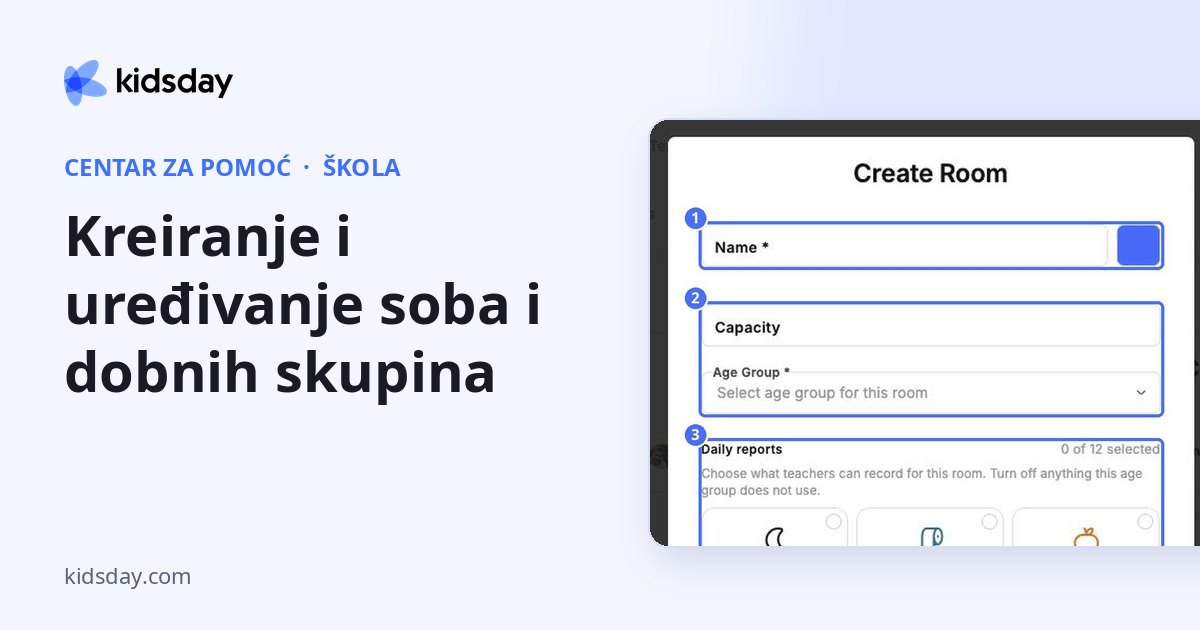 Kreiranje i uređivanje soba i dobnih skupina