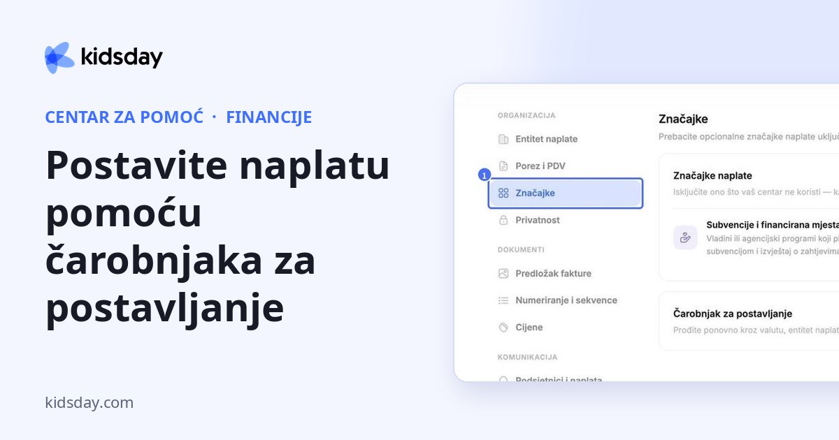 Postavite naplatu pomoću čarobnjaka za postavljanje