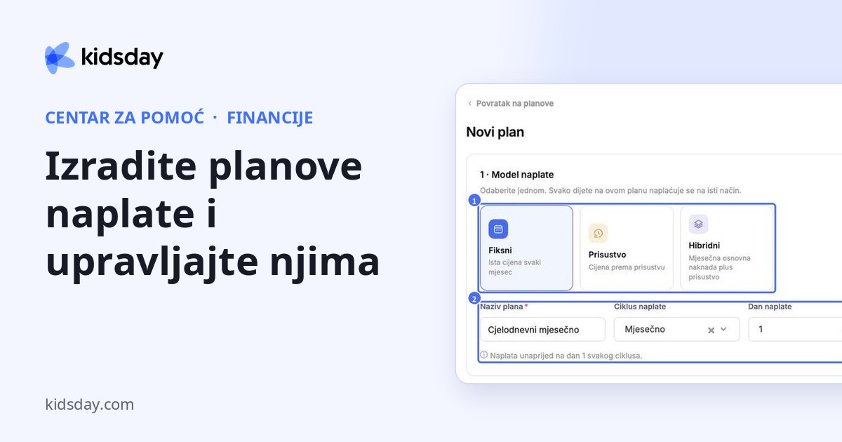 Izradite planove naplate i upravljajte njima
