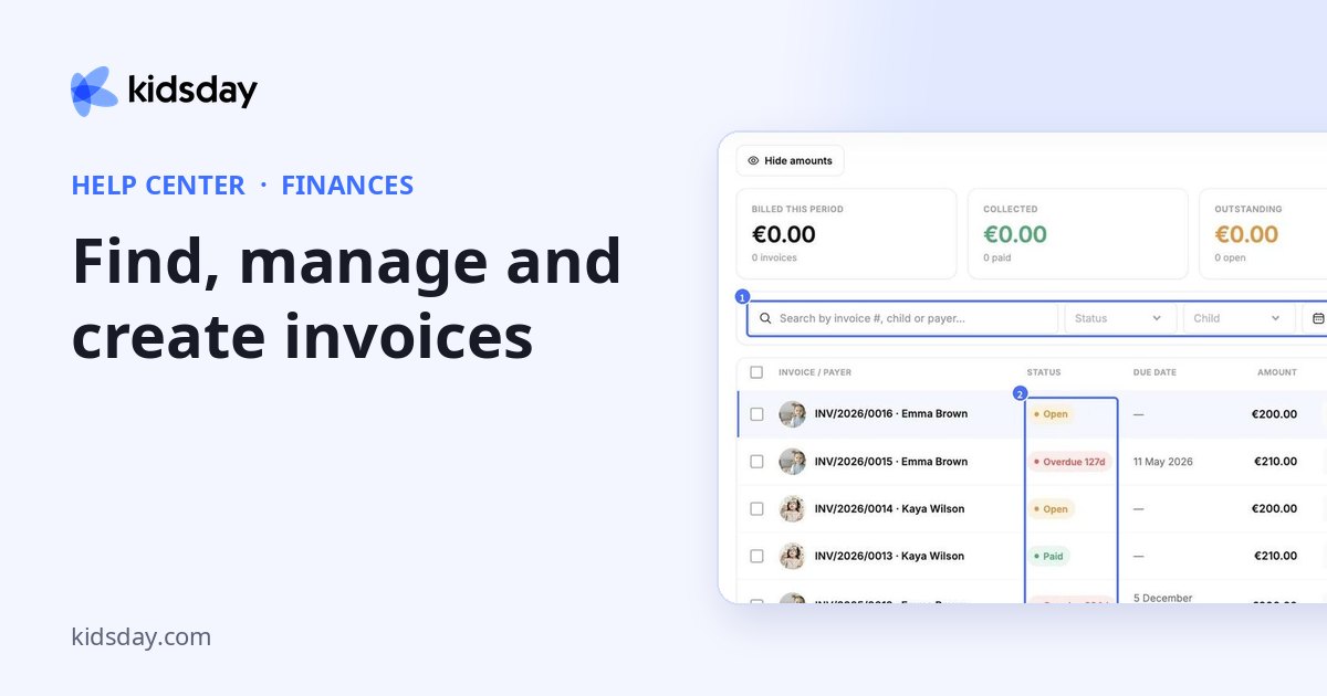 Find, manage and create invoices
