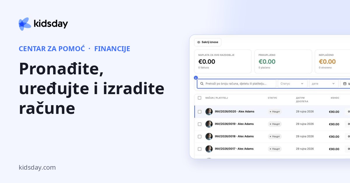 Pronađite, uređujte i izradite račune