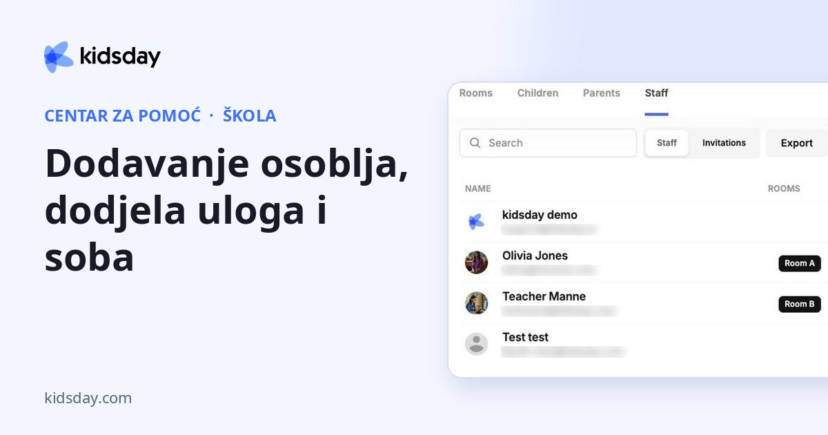 Dodavanje osoblja, dodjela uloga i soba