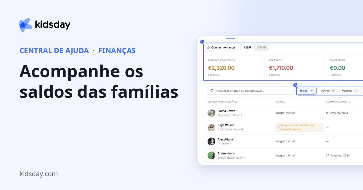 Acompanhe os saldos das famílias