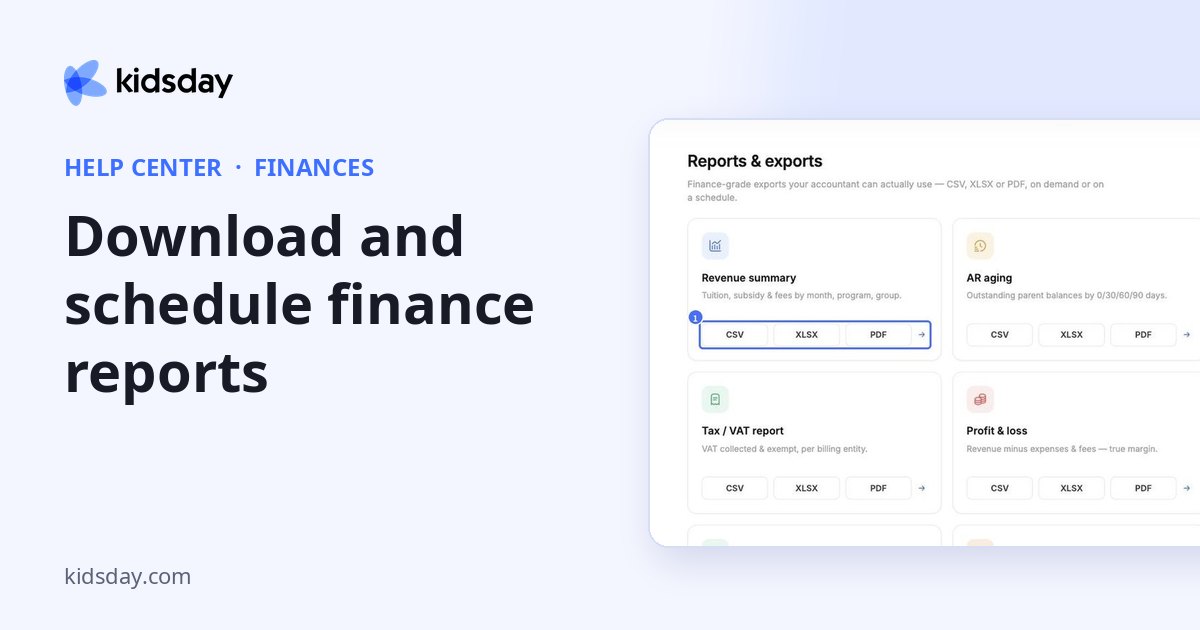 Download and schedule finance reports