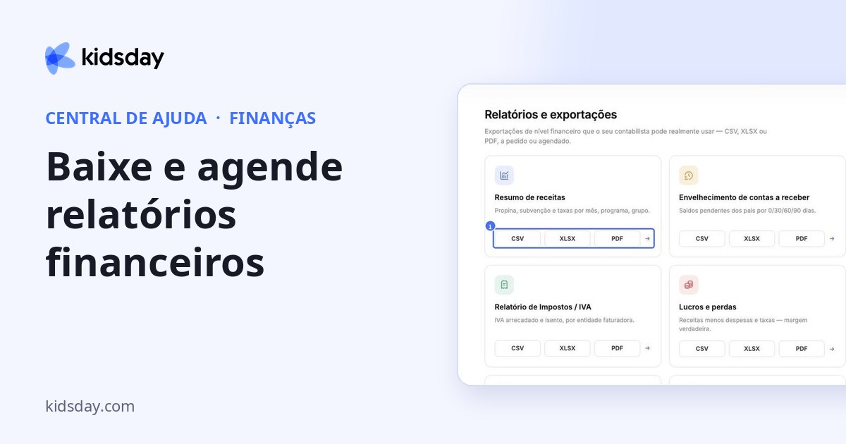 Baixe e agende relatórios financeiros