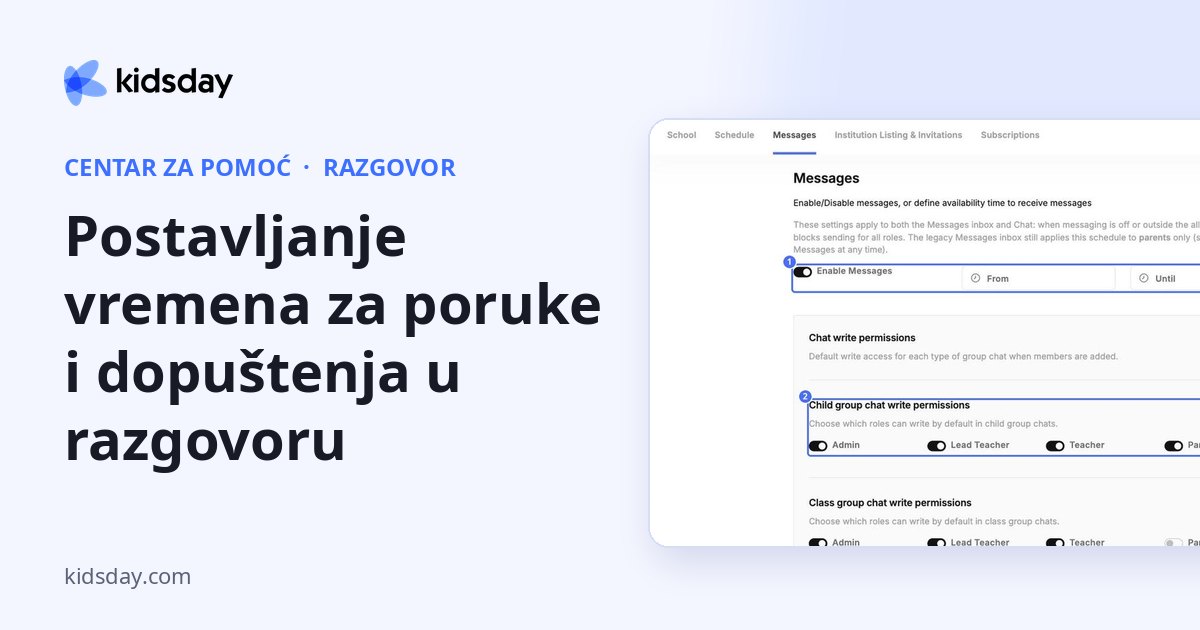 Postavljanje vremena za poruke i dopuštenja u razgovoru