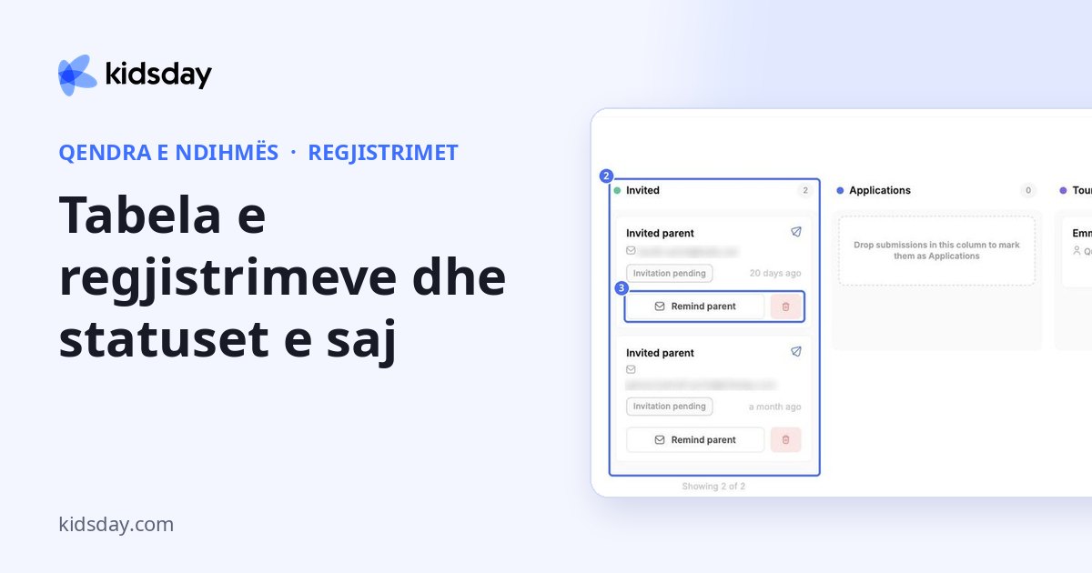 Tabela e regjistrimeve dhe statuset e saj