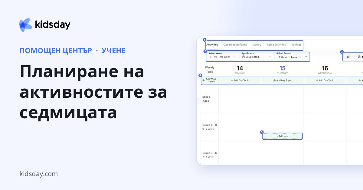 Планиране на активностите за седмицата