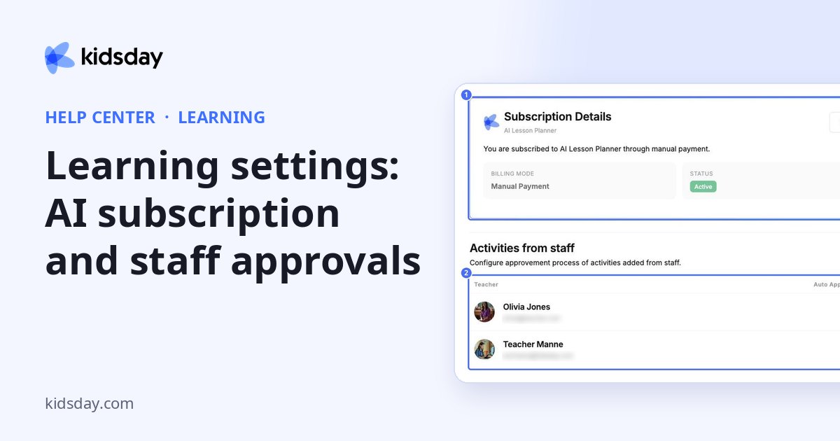 Learning settings: AI subscription and staff approvals
