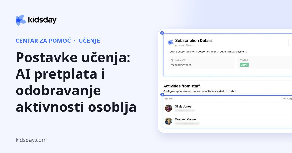 Postavke učenja: AI pretplata i odobravanje aktivnosti osoblja