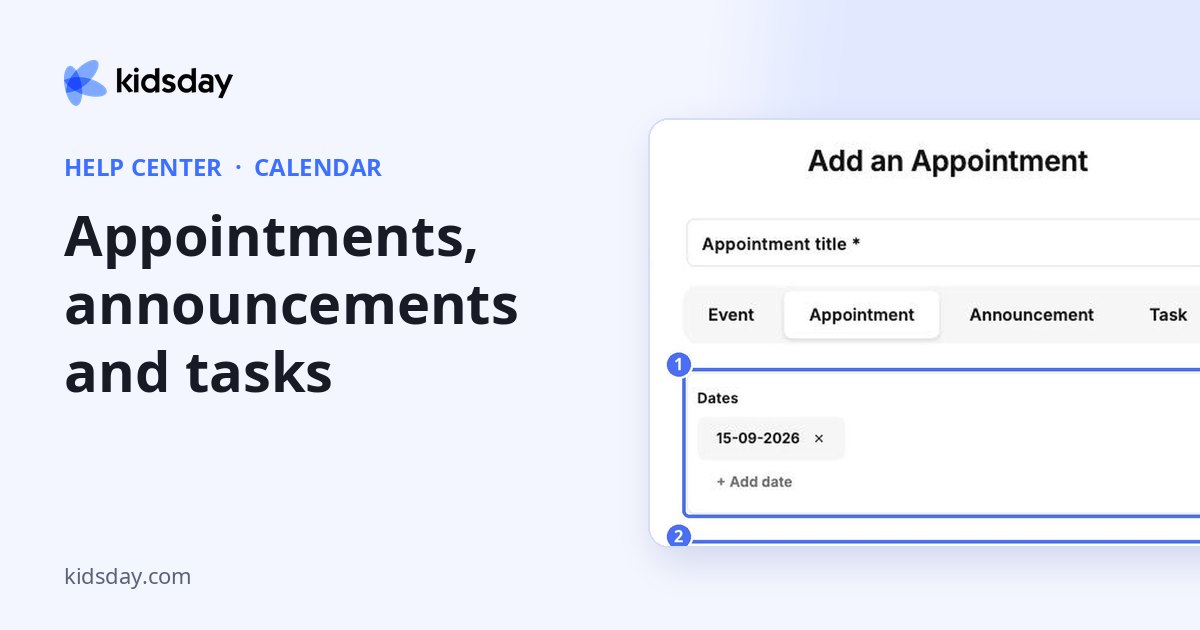 Appointments, announcements and tasks