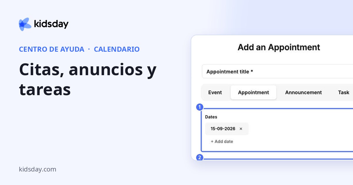 Citas, anuncios y tareas