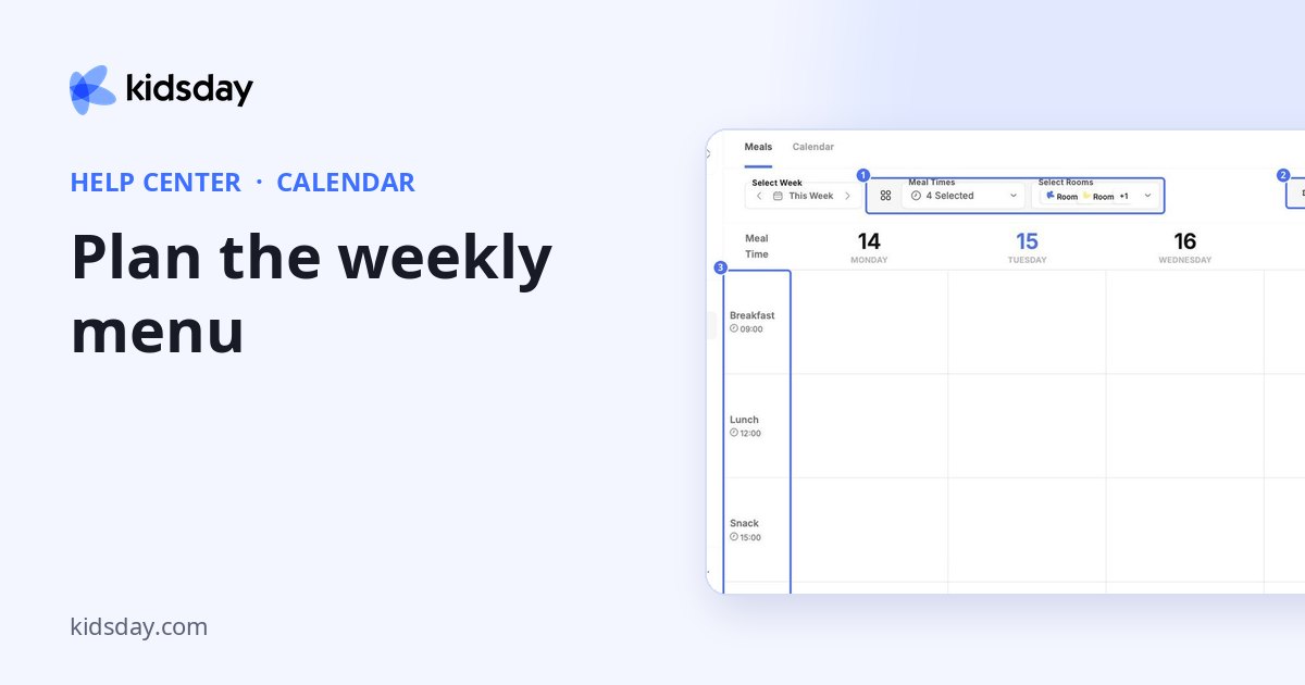 Plan the weekly menu