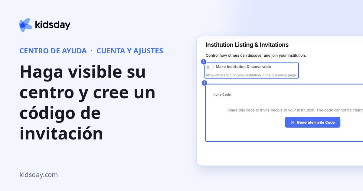 Haga visible su centro y cree un código de invitación