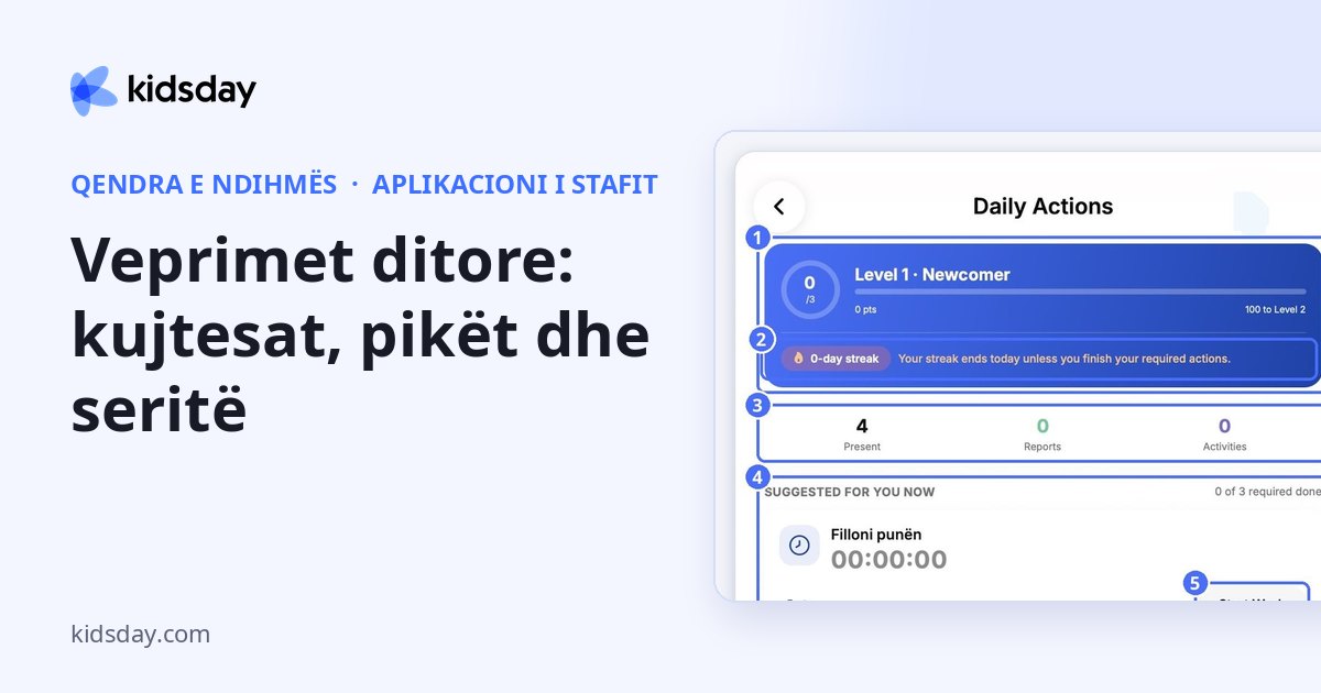 Veprimet ditore: kujtesat, pikët dhe seritë