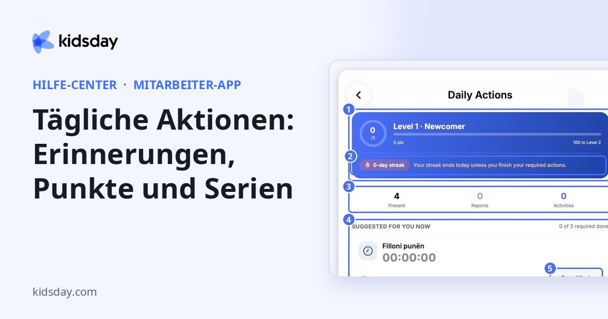 Tägliche Aktionen: Erinnerungen, Punkte und Serien