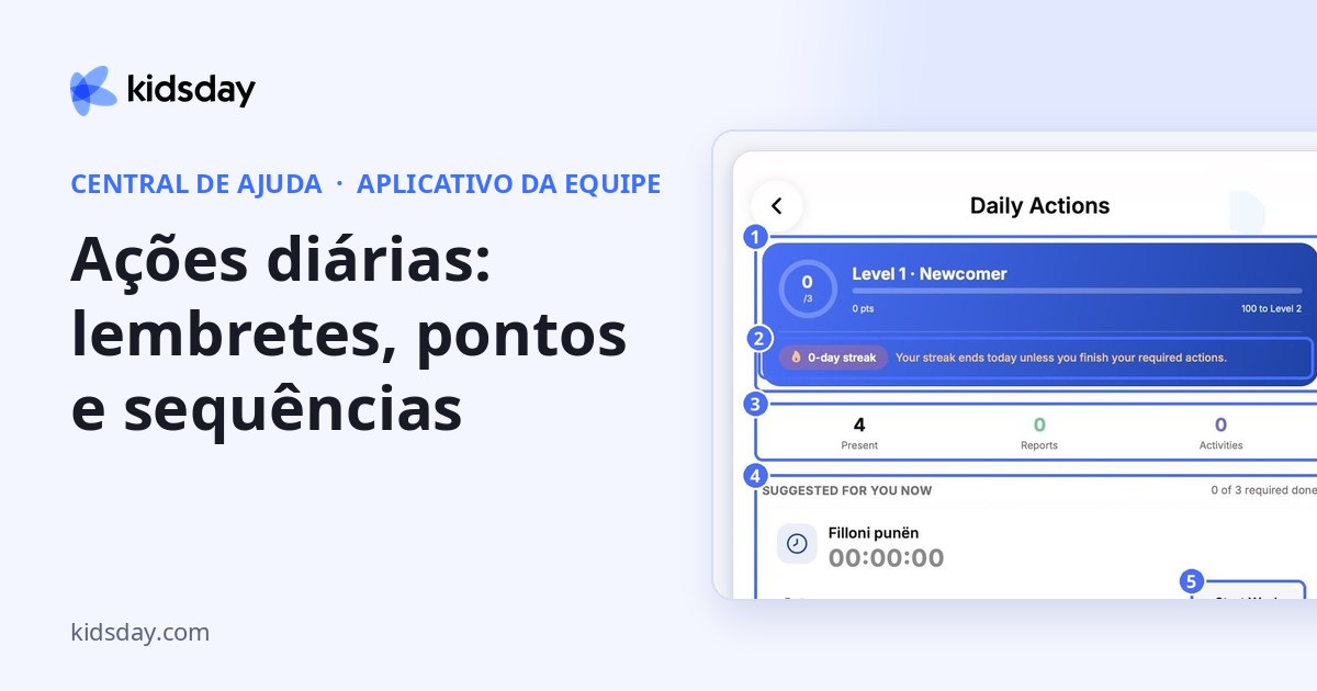 Ações diárias: lembretes, pontos e sequências