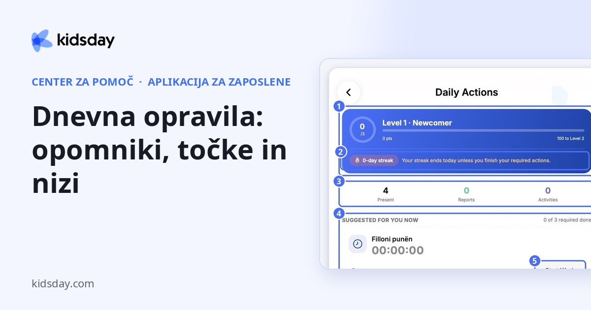 Dnevna opravila: opomniki, točke in nizi