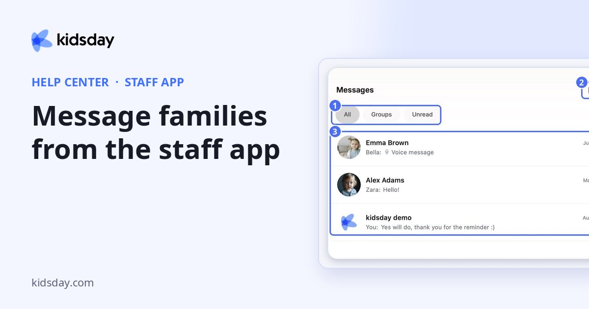 Message families from the staff app
