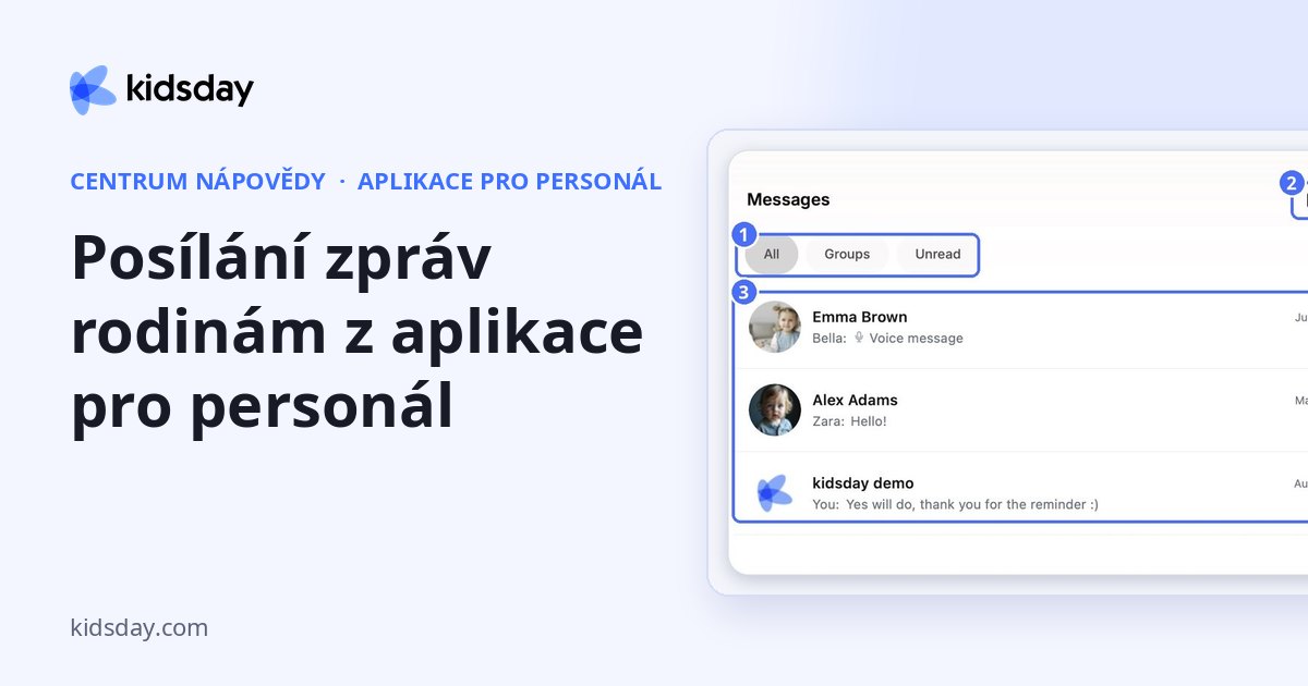 Posílání zpráv rodinám z aplikace pro personál