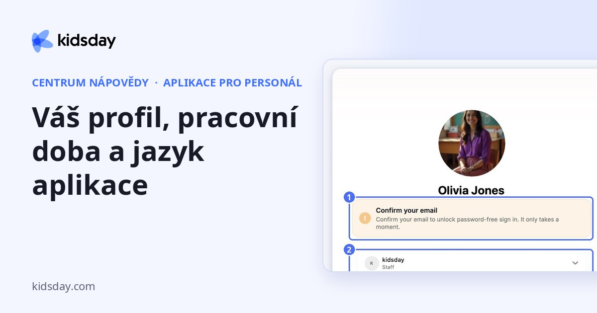 Váš profil, pracovní doba a jazyk aplikace
