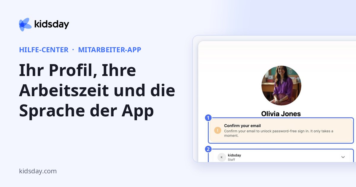 Ihr Profil, Ihre Arbeitszeit und die Sprache der App