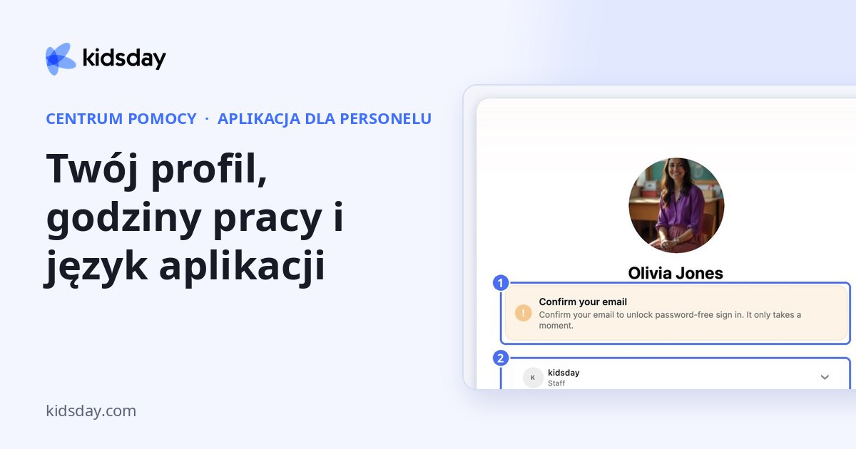 Twój profil, godziny pracy i język aplikacji