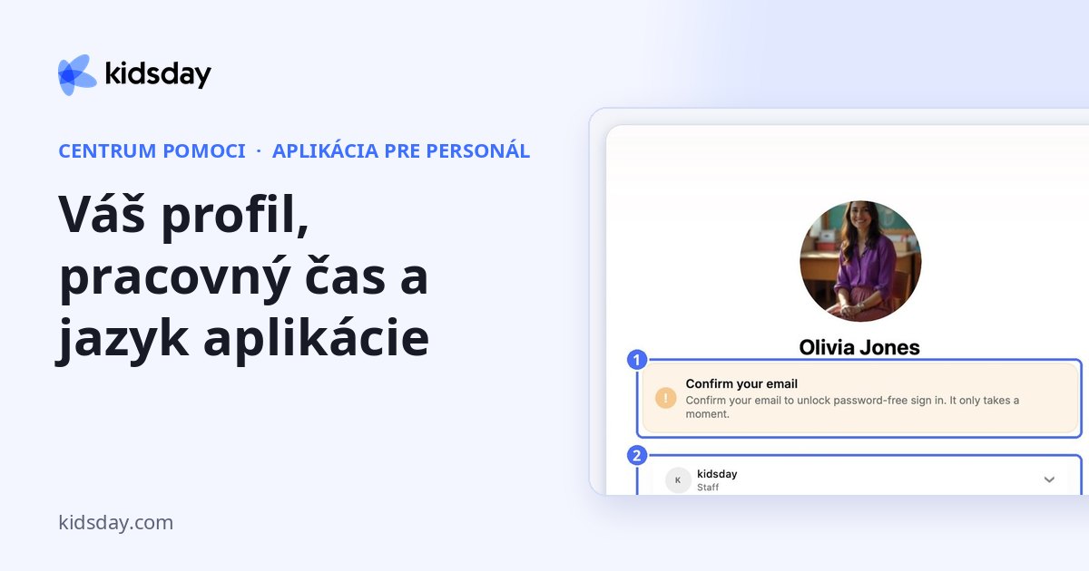 Váš profil, pracovný čas a jazyk aplikácie