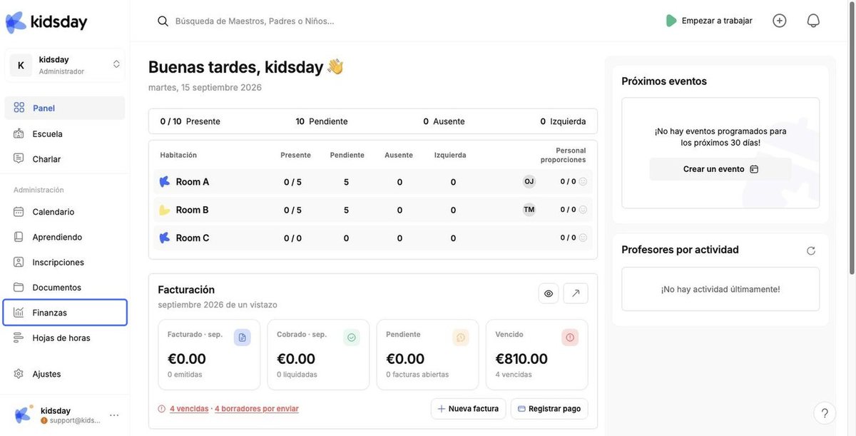 Finanzas en el menú izquierdo