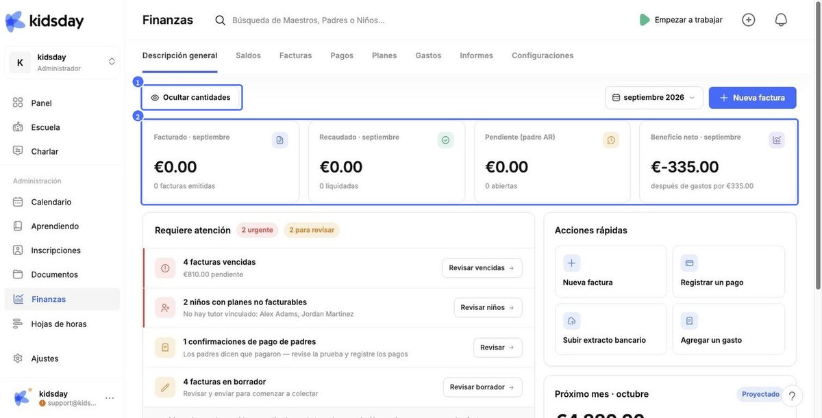 La descripción general de Finanzas