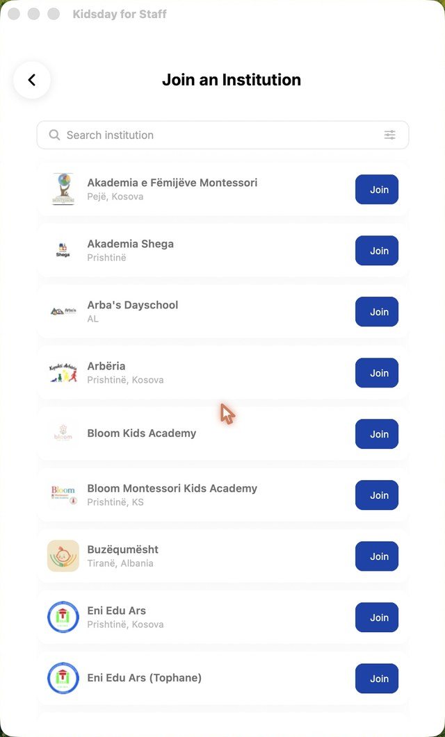 ابحث عن المركز بالاسم؛ تعرض القائمة المراكز التي يمكن العثور عليها