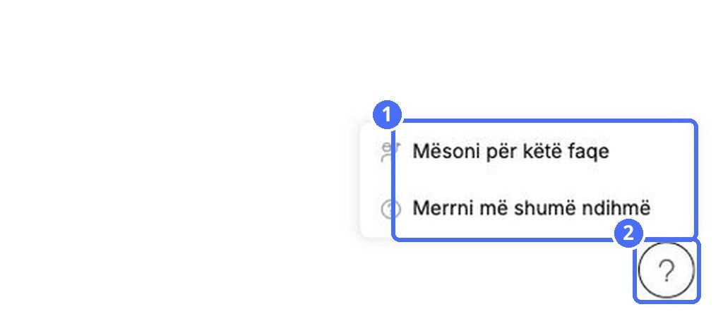 (1) Menyja e ndihmës, (2) butoni ?