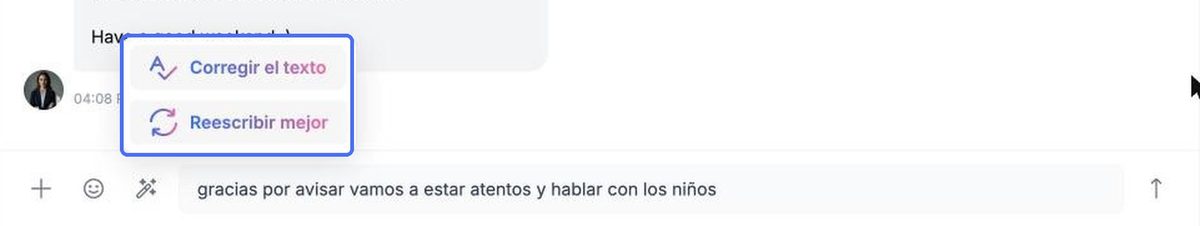 Las opciones de redacción con IA
