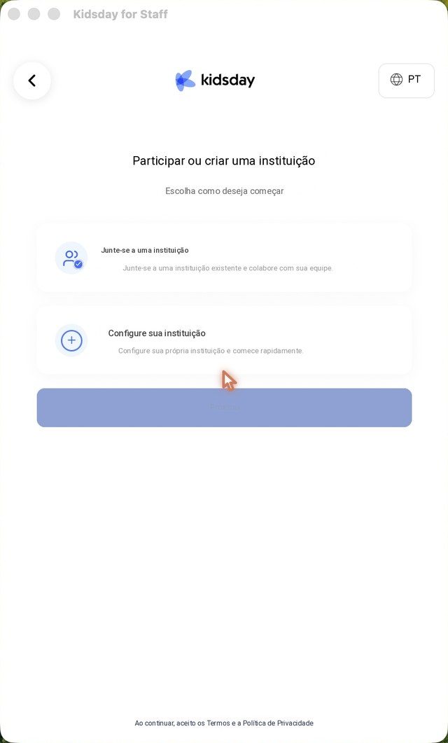 Participar de uma instituição ou configurar a sua própria