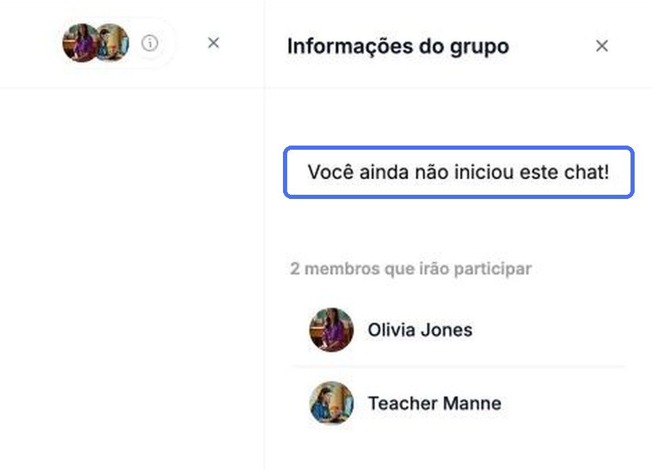 Até que a primeira mensagem seja enviada, as Informações do grupo mostram os membros que vão participar