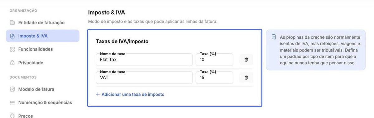 Taxas de Imposto & IVA