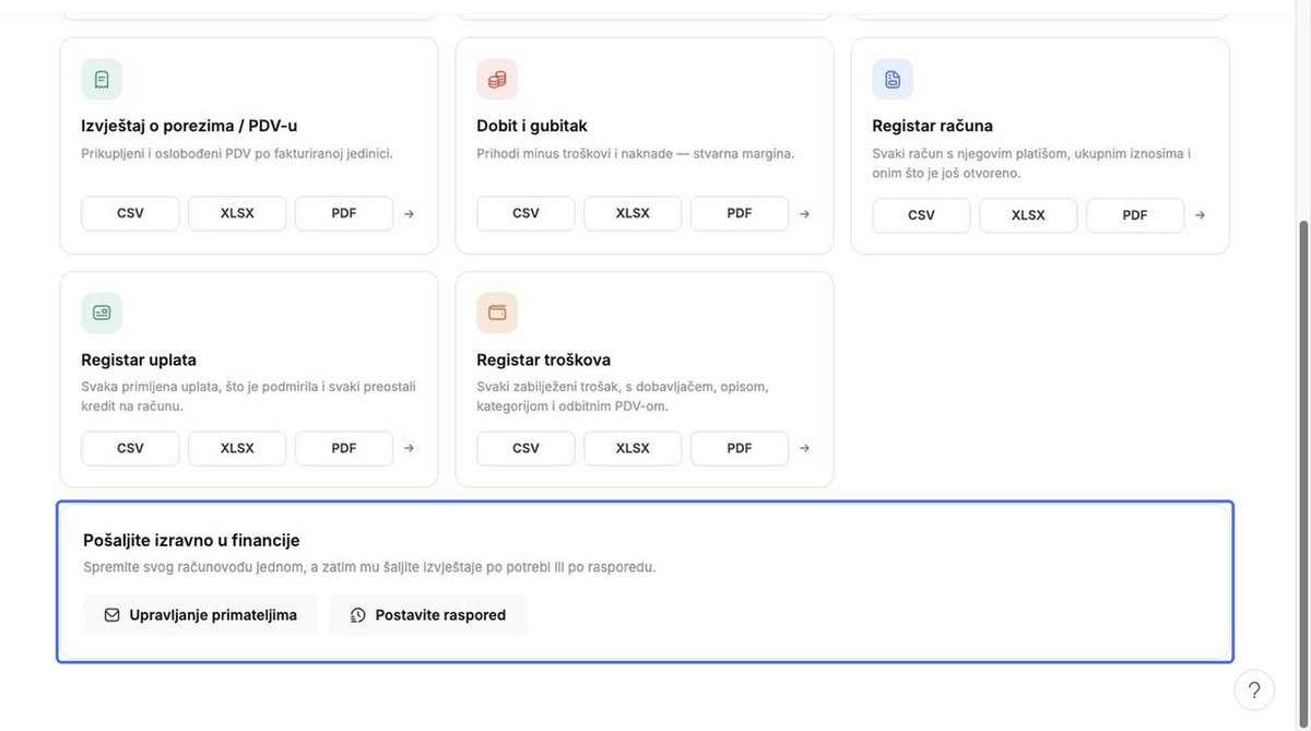 Registri i Pošaljite izravno u financije
