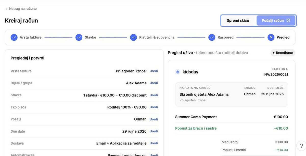 Spremi skicu / Pošalji račun