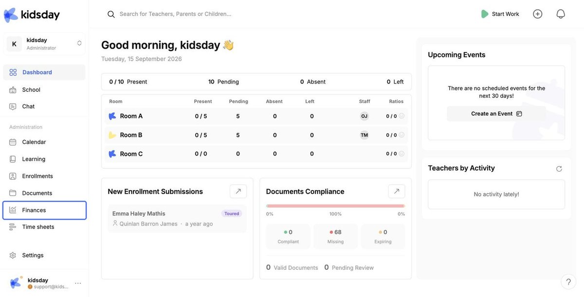 Finances in the left menu