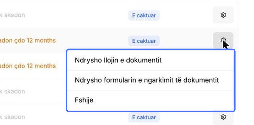 Veprimet për një lloj dokumenti
