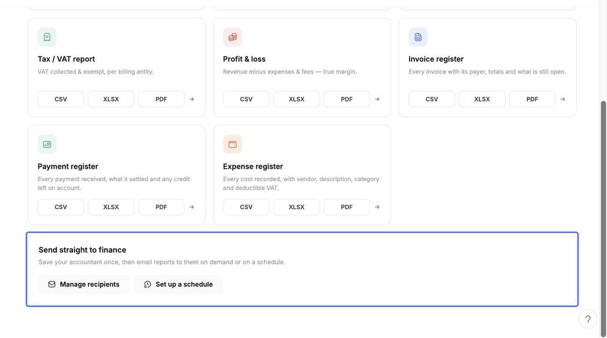 Registers and Send straight to finance