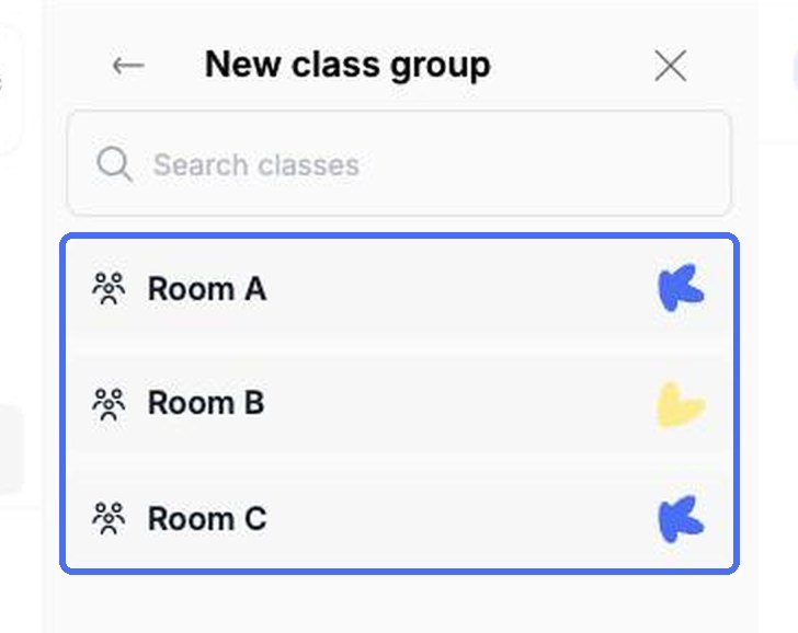 Choose the room for a class group